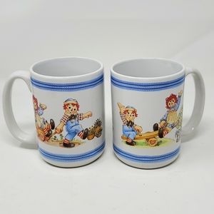 Raggedy Ann & Andy Houston Harvest Lot of 2 Vintage Coffee Mugs
